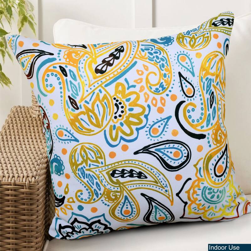 Premium Indoor/Outdoor Throw Pillows with Inserts for Patio Furniture, Chairs, and Indoor Décor |18''X18'' | 12''X20'' - YELLOW 18X18