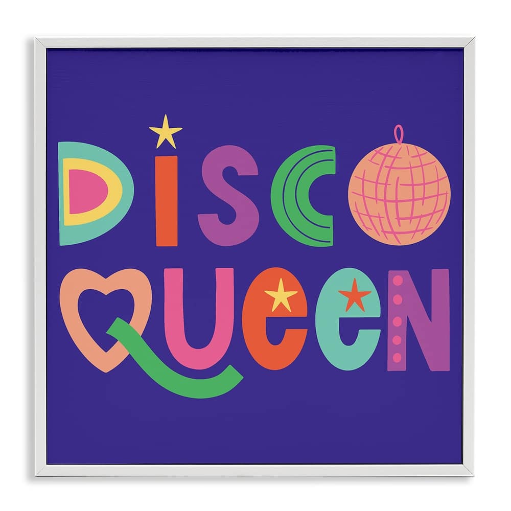 Stupell Disco Queen with Retro Letters Framed Giclee Art Design By Sazerelli Designs