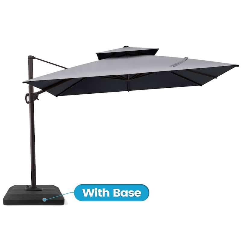 10FT Outdoor Square Patio Cantilever-Offset Umbrella with Base Stand