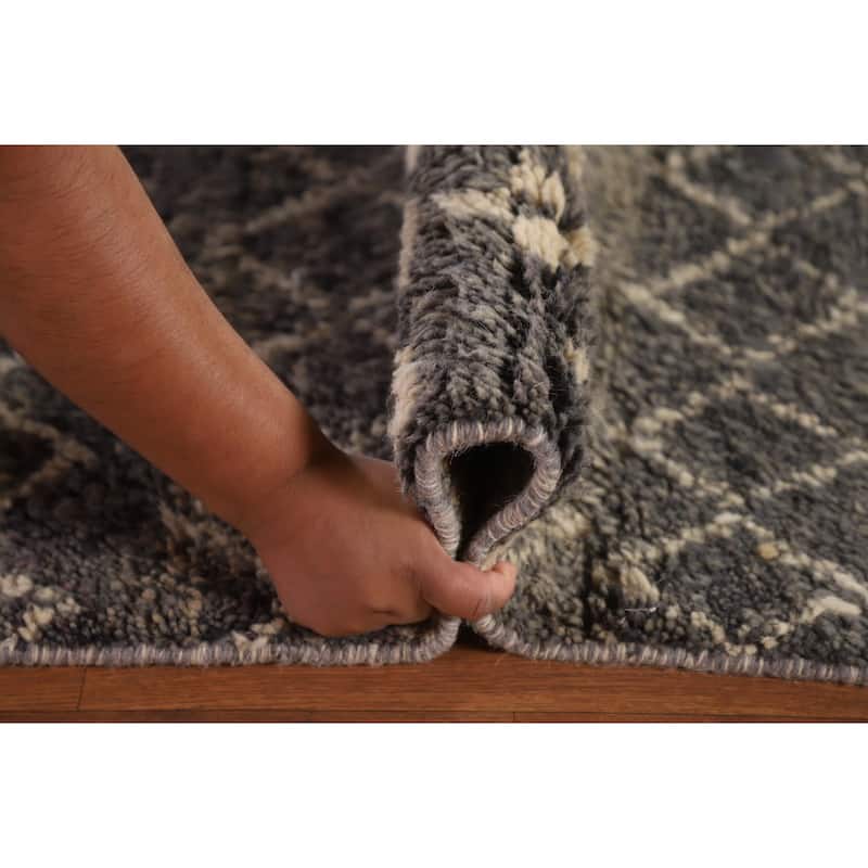 Tribal Gray Moroccan Oriental Area Rug Handmade Wool Carpet - 9'0" x 12'9"