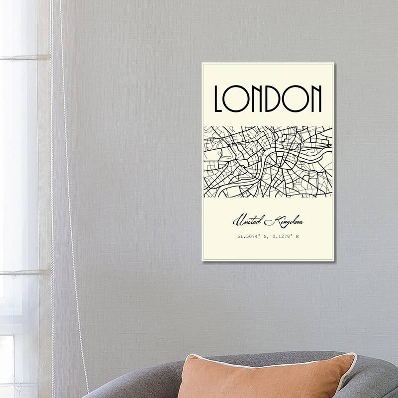 iCanvas "London City Map" by Nordic Print Studio Canvas Print - 26x18x1.5