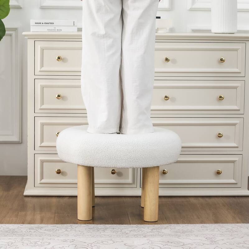 Adeco 23" Round Ottoman Footrest for Living Room