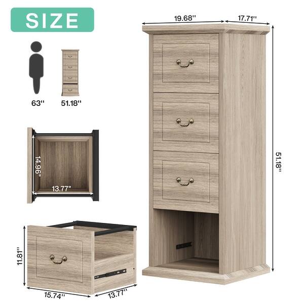 Wood Vertical Narrow Tall File Filing Cabinet with 4-Drawer for A4 ...