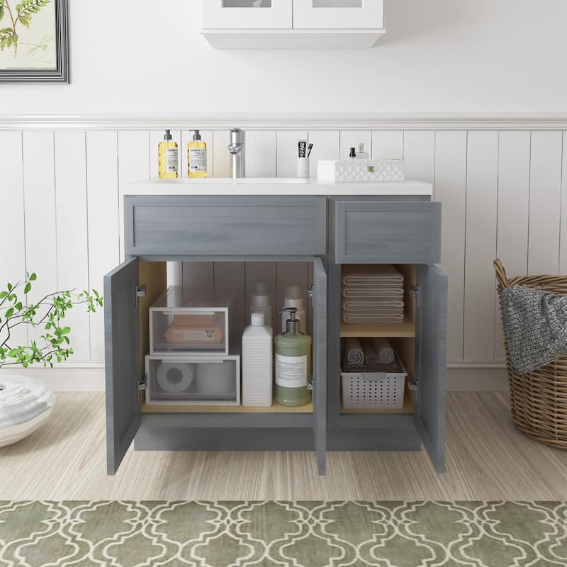 Vanity Art 36" Oak Freestanding Bathroom Vanity Cabinet without Top