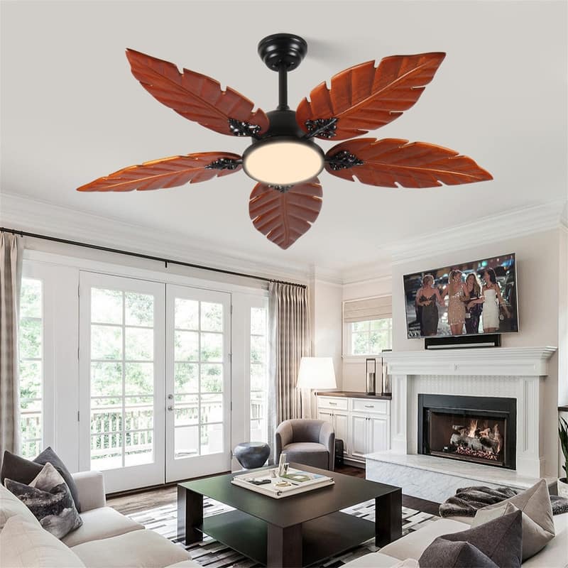 52" Tropical Palm Leaf Indoor/Outdoor Ceiling Fan with Light