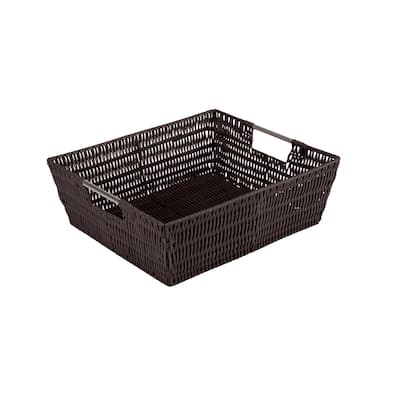 Simplify Shelf Storage Rattan Tote Basket in Charcoal