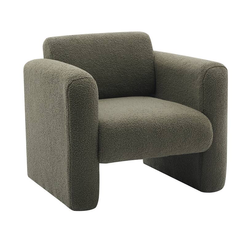 Accent Chair Lambskin Sherpa Fabric Upholstered