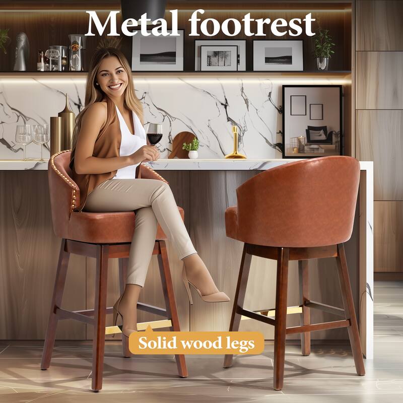 31.9"H Height Solid Wood Swivel Indoor BarStools Set of 2 or 4