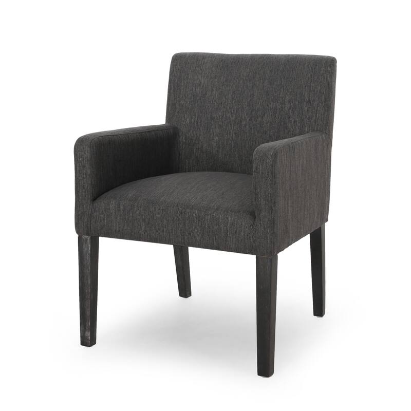 Roomfitters Upholstered Accent Armchair with Wooden Legs, Modern Single Lounge Chair for Living Room or Bedroom, Charcoal
