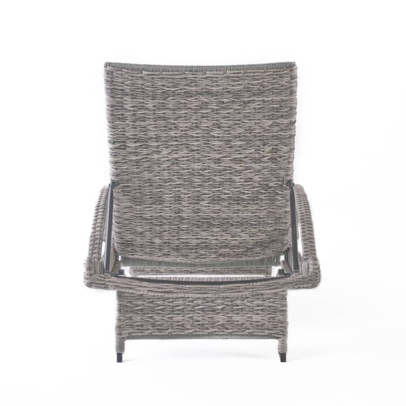 Rustic Outdoor Aluminum Frame Wicker Recliner Set of 2