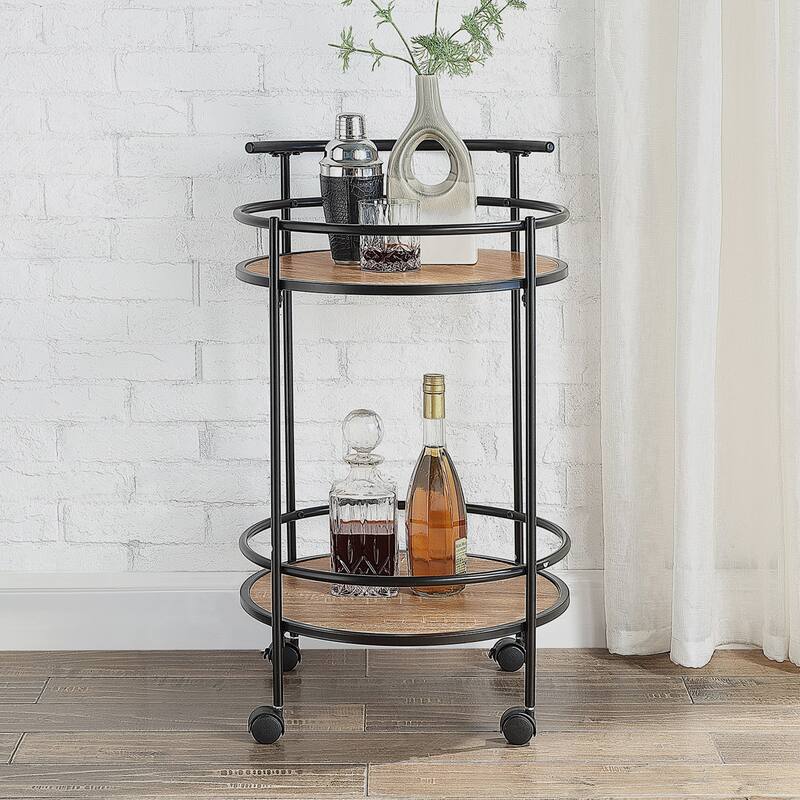 Designs2Go Charlie Serving Bar Cart - Weathered Oak/Black