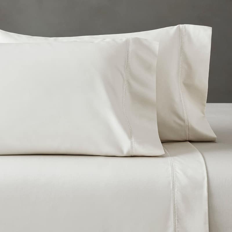 Superior Pandora Cotton Blend Embroidered 600 Thread Count Pillowcases, Set of 2 - Ivory - Standard