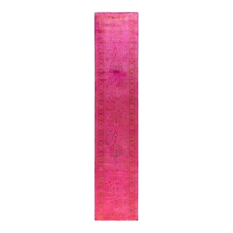 Vibrance, One-of-a-Kind Hand-Knotted Runner Rug - Pink, 2' 5" x 12' 2" - 2' 5" x 12' 2"