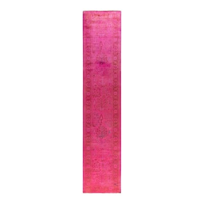 Vibrance, One-of-a-Kind Hand-Knotted Runner Rug - Pink, 2' 5" x 12' 2" - 2' 5" x 12' 2"