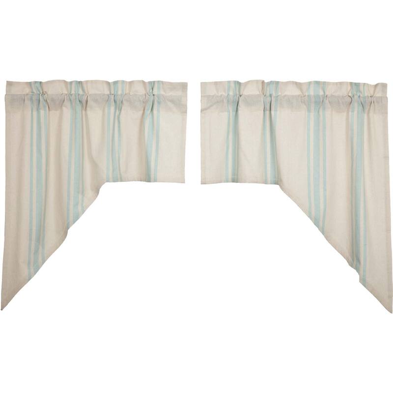 Grain Sack Aqua Swag Set of 2 36x36x16