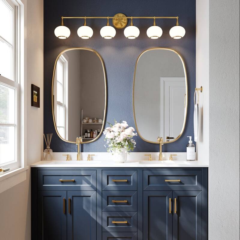 Acroma Aged Brass/Polished Chrome Finish Modern Globe Vanity Light