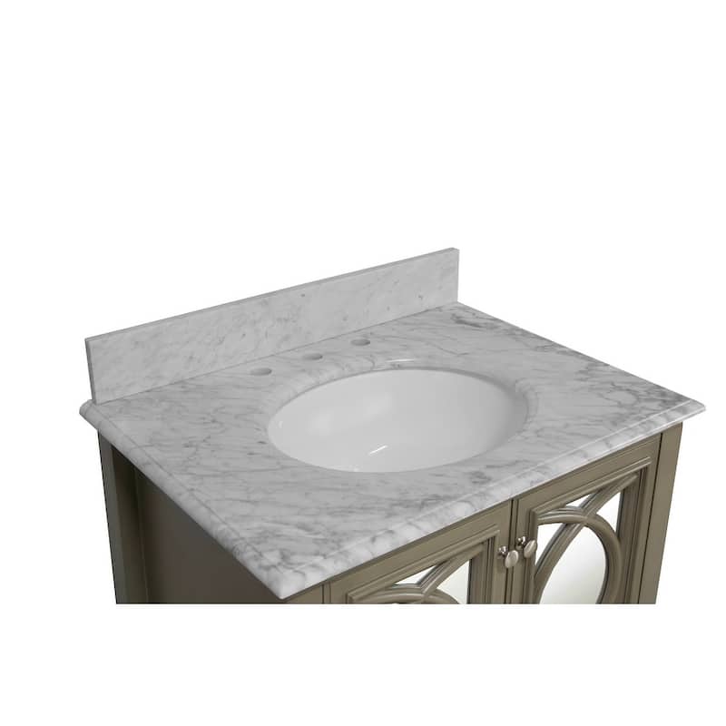 KitchenBathCollection Olivia 30" Bathroom Vanity with Carrara Marble Top