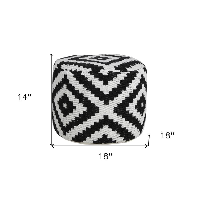 Cotton Blend Geometric Pouf Ottoman for Living Room and Bedroom Decor