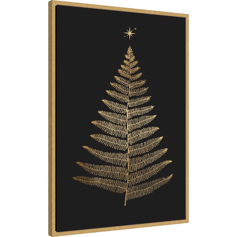 Shining Bright At Christmas Night by Eins Kubistika (23 x 33 in.), Framed Canvas Wall Art Print - Sylvie Bright Gold