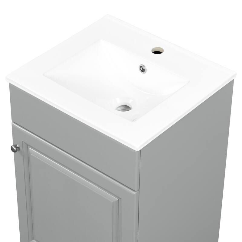 20" Bathroom Vanity with Sink, Vanity Cabinet with Door Shelf and Adjustable Shelf