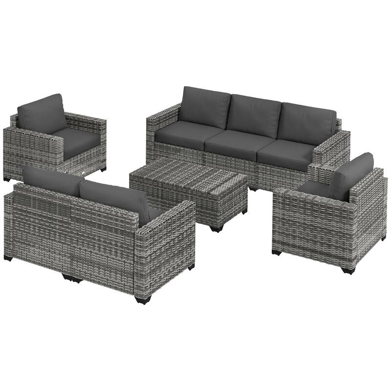 Patio Furniture Set, Cushions, Sofa, Loveseat, Storage Table