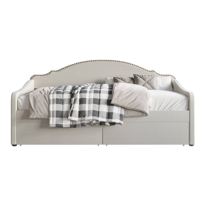 CraftPorch Twin Size Daybed In Linen With Storage - Dove Grey - Twin