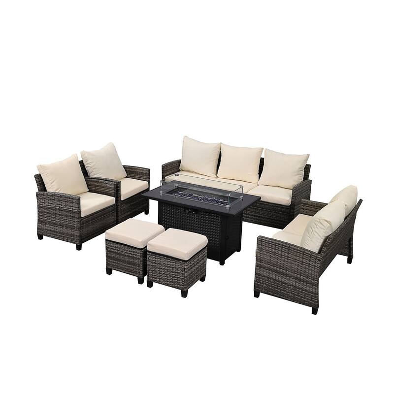 6 Pieces Outdoor Conversation Sets With Fire Table