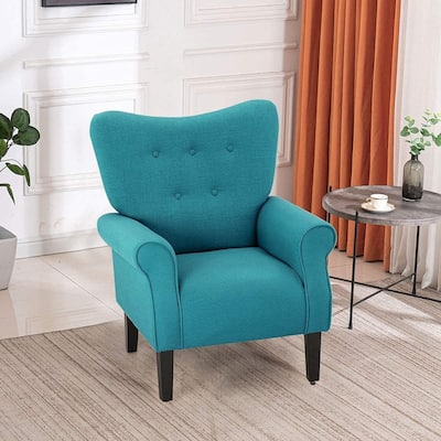 Erommy Wing back Arm Chair, Upholstered Fabric High Back Chair with Wood Legs