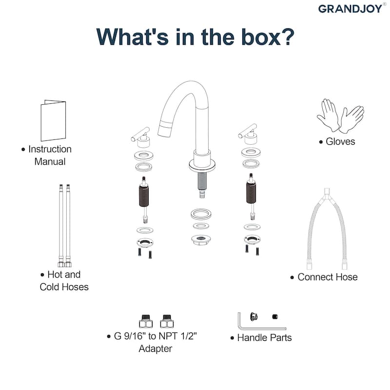 GRANDJOY 8" Mid Arc Widespread 2-Handle Bathroom Faucet