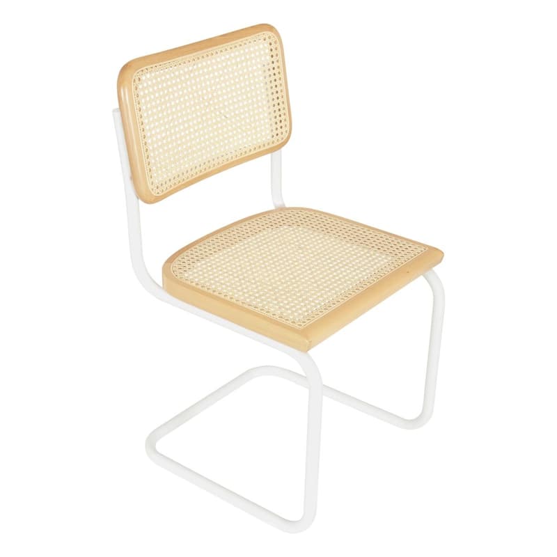 Breuer Chair Company Marcel Breuer Cesca Cane Cantilever Side Chair w/ White Steel Frame (Various Wood & Cane Colors)