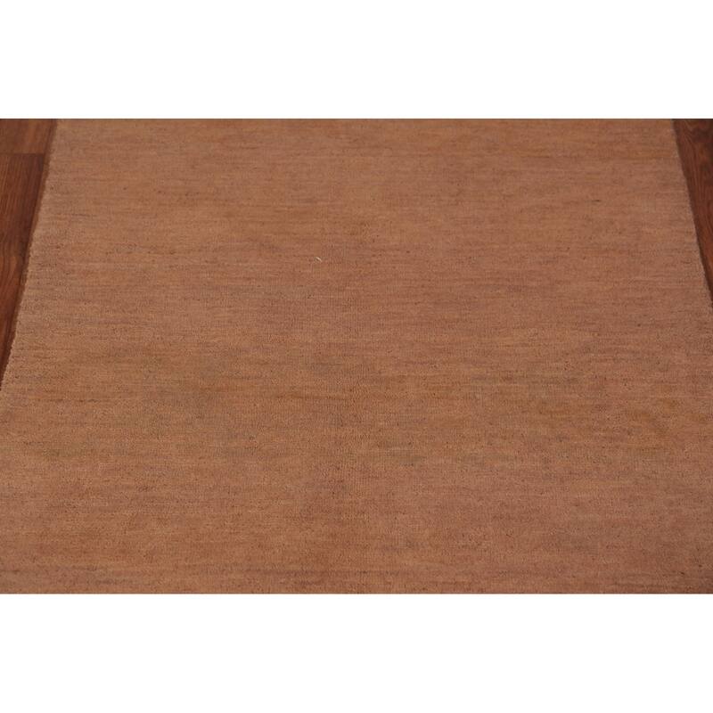 Gabbeh Modern Rug Handmade Brown Tribal Wool Carpet - 3'1" x 4'10"