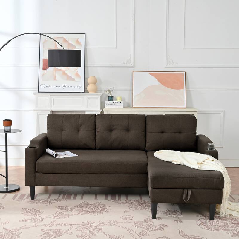 74.8" Fabric Sectional Sofa with Storage