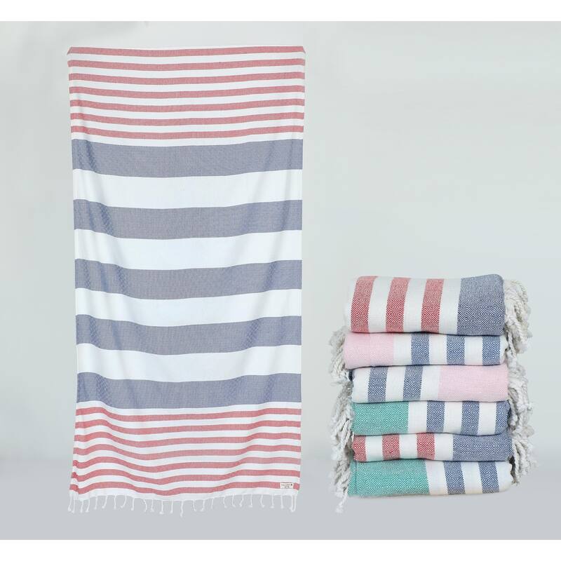 Beach Towels 6 Pack,100% Cotton Bulk Beach Towels Oversized, Pool Towels Sand Free Beach Towel, Fast Drying Beach Towel, 39"x71" - Diamond Multi Stripe