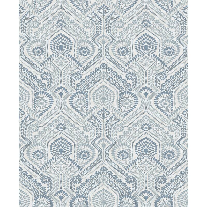 A-Street Prints Fernback Blue Ornate Botanical Wallpaper