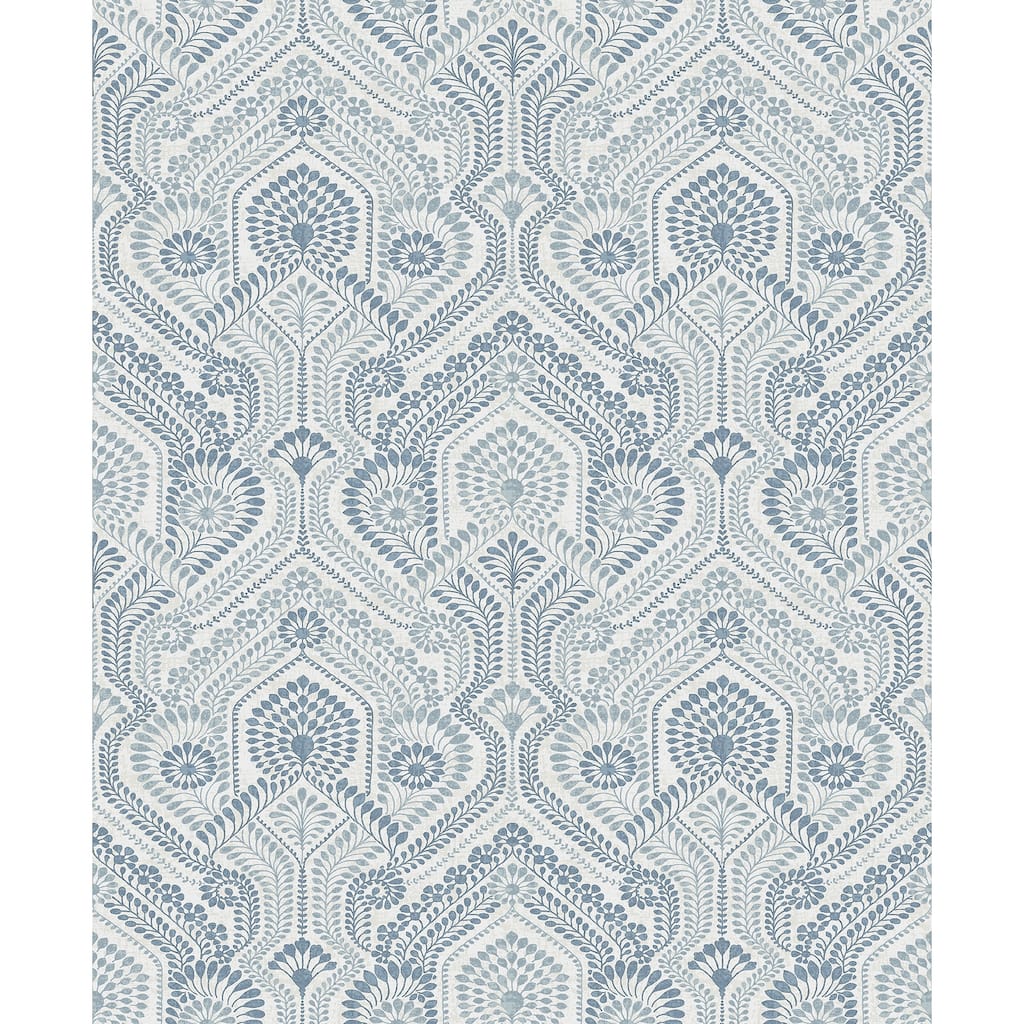 A-Street Prints Fernback Blue Ornate Botanical Wallpaper