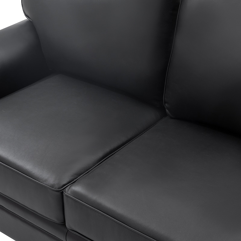 Filomena Transitional 5 Piece Genuine Leather Living Room Set Sofa with Rolled Arms by HULALA HOME