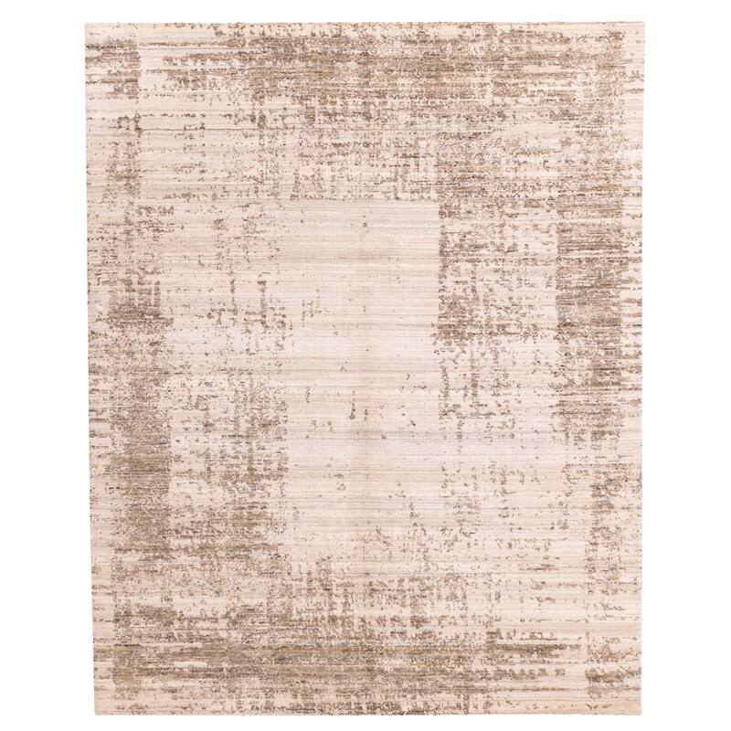 ECARPETGALLERY Hand Loomed Elysian Taupe Wool Rug - 8'1 x 9'10