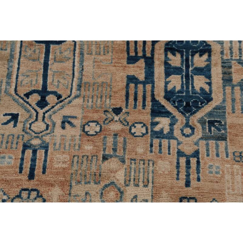 Vegetable Dye Oushak Turkish Rug Handmade Brown Wool Carpet - 4'8" x 6'8"