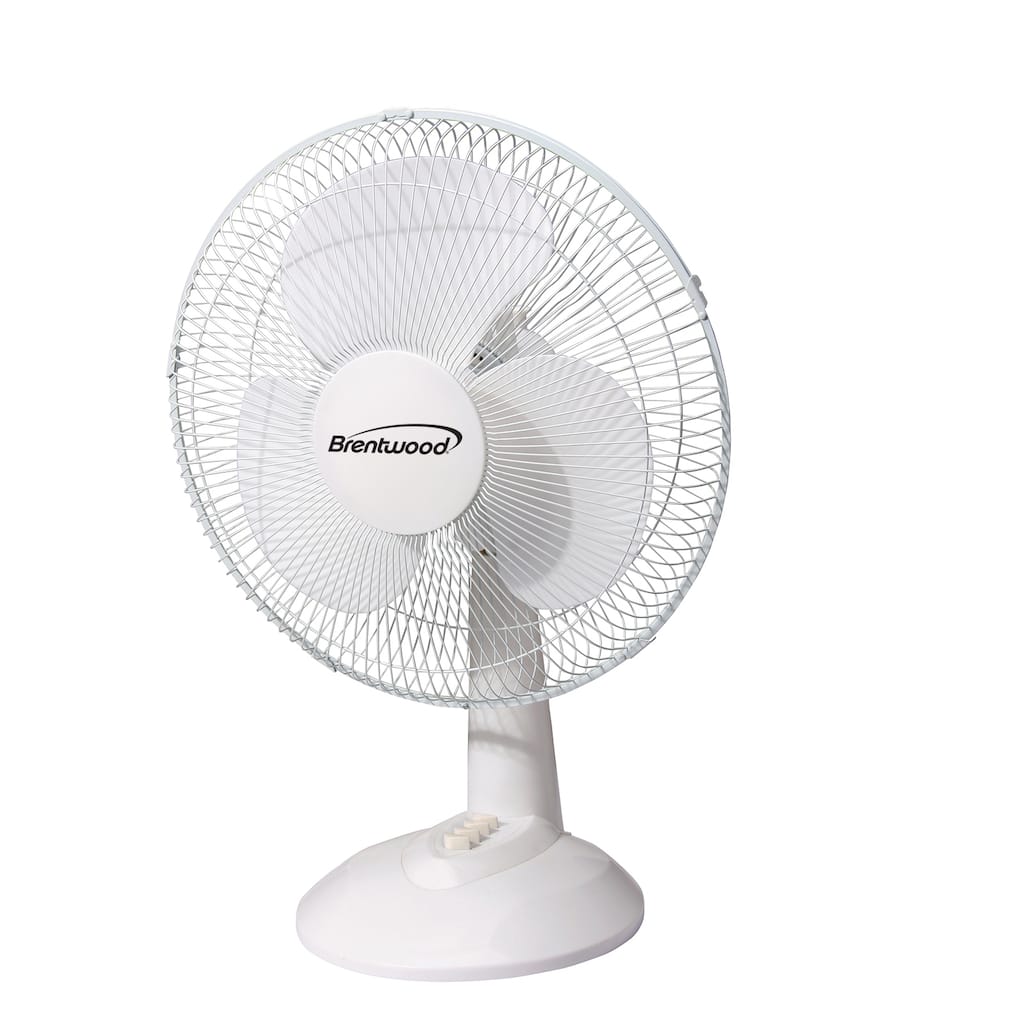 Kool Zone 12" Oscillating Desk Fan- White