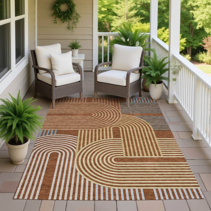 Machine Washable Indoor/ Outdoor Modern Basehor Chantille Rug