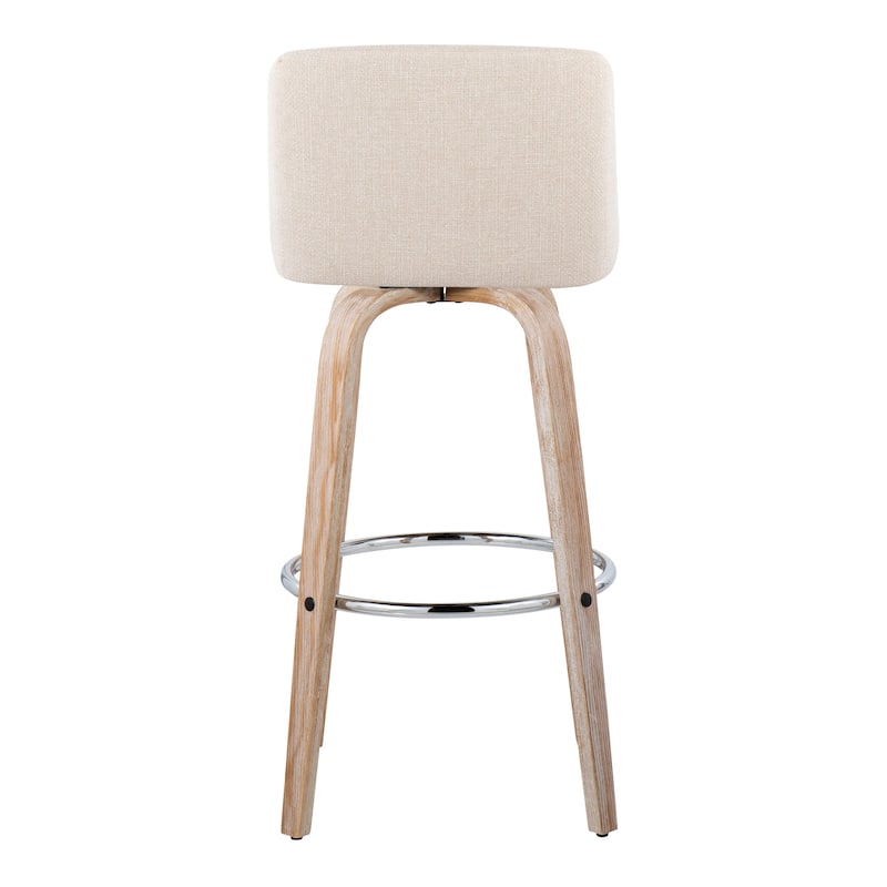 The Gray Barn Vallberga 30" Fixed-Height Bar Stool with White Washed Wood Base (Set of 2)