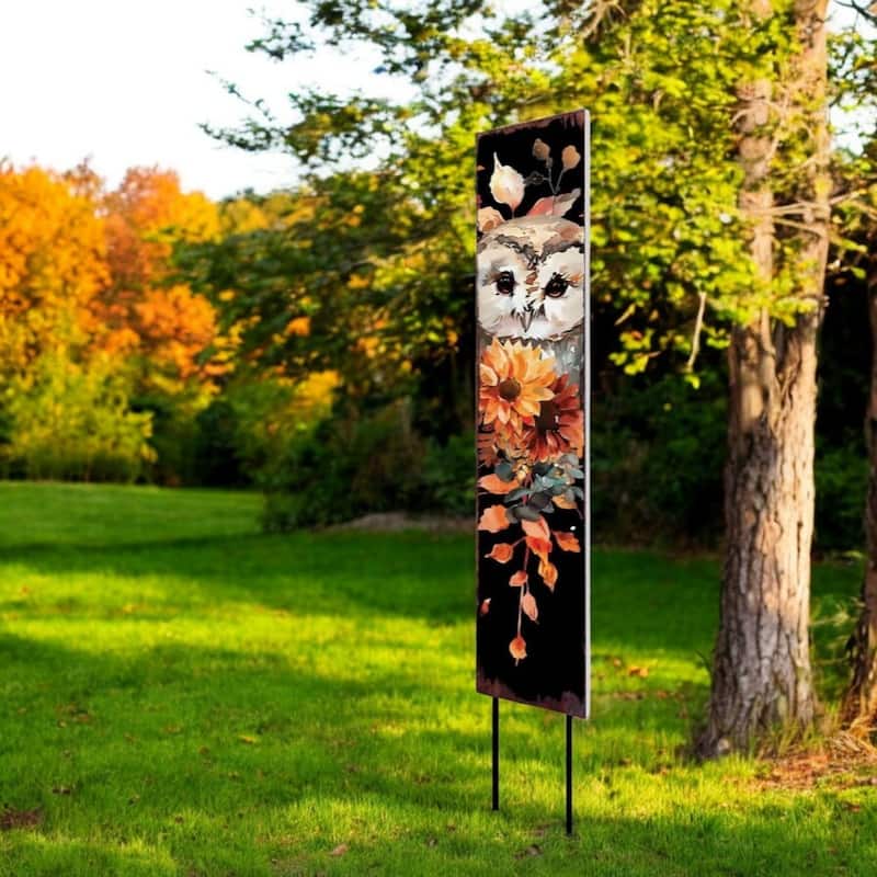 HomeRoots 42" Black Orange And Tan Solid Wood Owl Garden Stake - Orange/Brown/Black - Wood