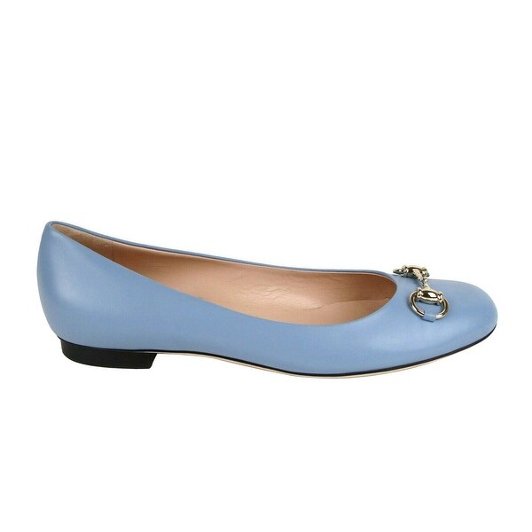 blue leather flats