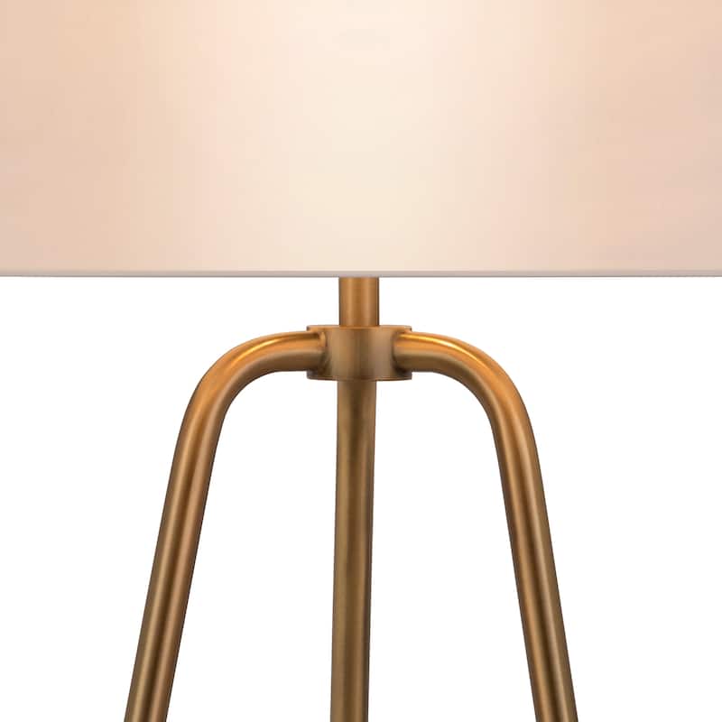 Bryan Golden Antique Brass Finish Table Lamp with Linen Shade
