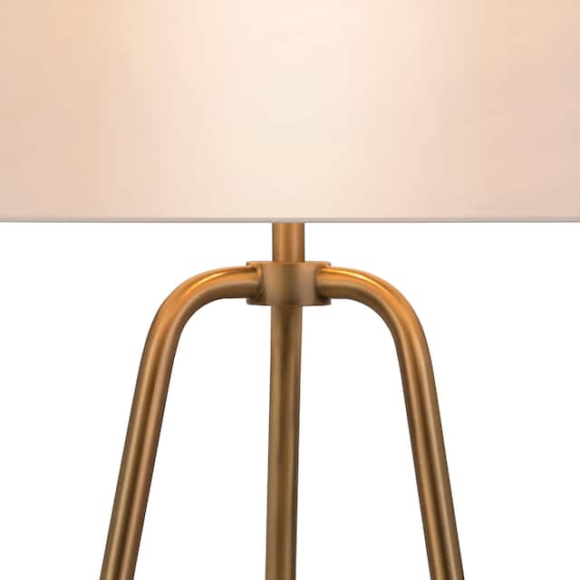Bryan Golden Antique Brass Finish Table Lamp with Linen Shade