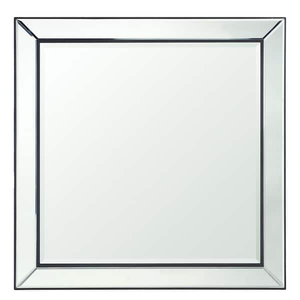 slide 8 of 8, Brinkley Dark Brown Trim Mirrored Frame Square Accent Wall Mirror by iNSPIRE Q Bold Dark Brown