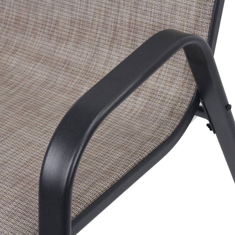 6-Piece Outdoor Dining Chairs Set, Wide Ergonomic Seat, 350lbs Capacity, Waterproof & Rust-Resistant Teslin Fabric Metal Frame