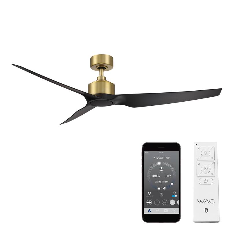 Stella Indoor/Outdoor 3-Blade Smart Ceiling Fan 60in with Remote Control - 60 - Soft Brass/Matte Black