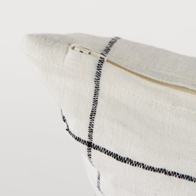 Suzanne White & Black Square Pattern Decorative Pillow Cover