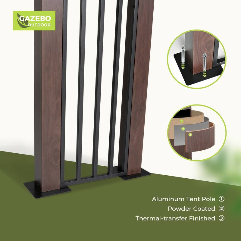 11ft. x 13ft. Aluminum Galvanized Patio Gazebo with Unique Screen